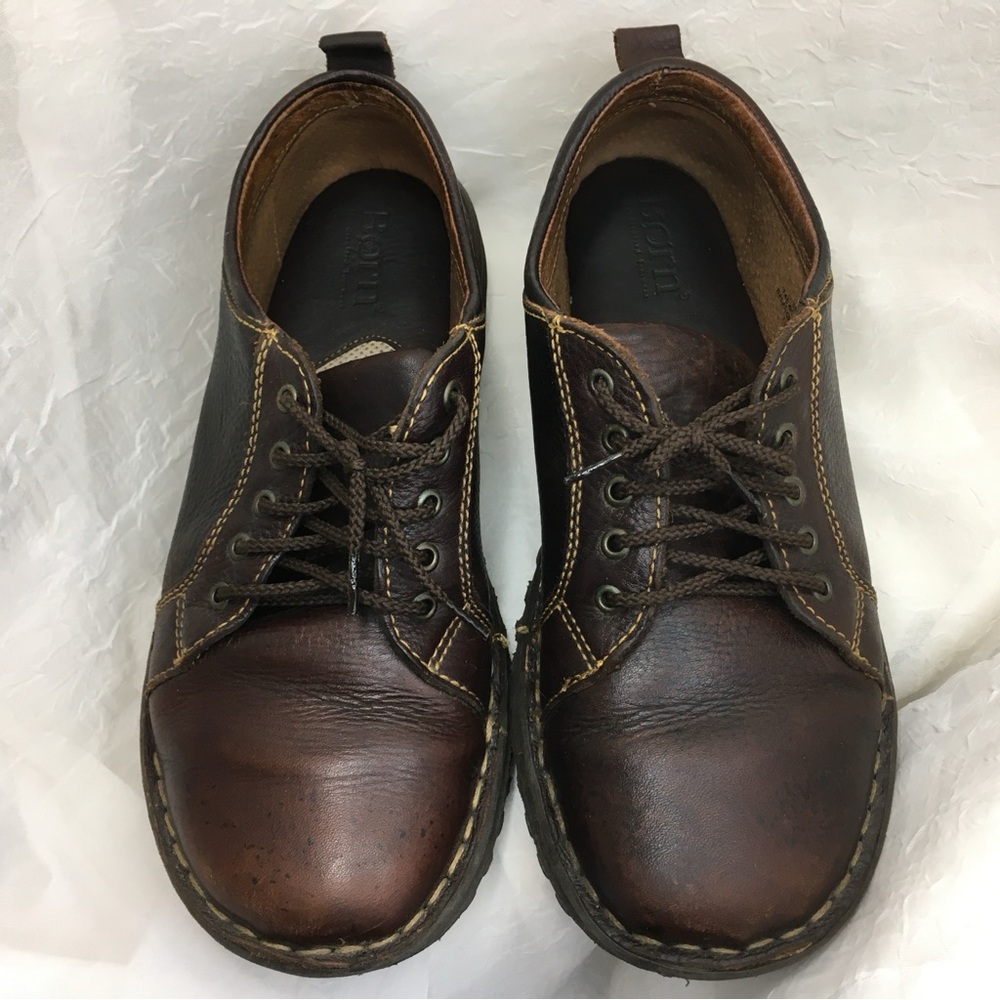 Born Brown Leather Lace-Up Derby Oxfords -8/39- - Picture 2 of 14